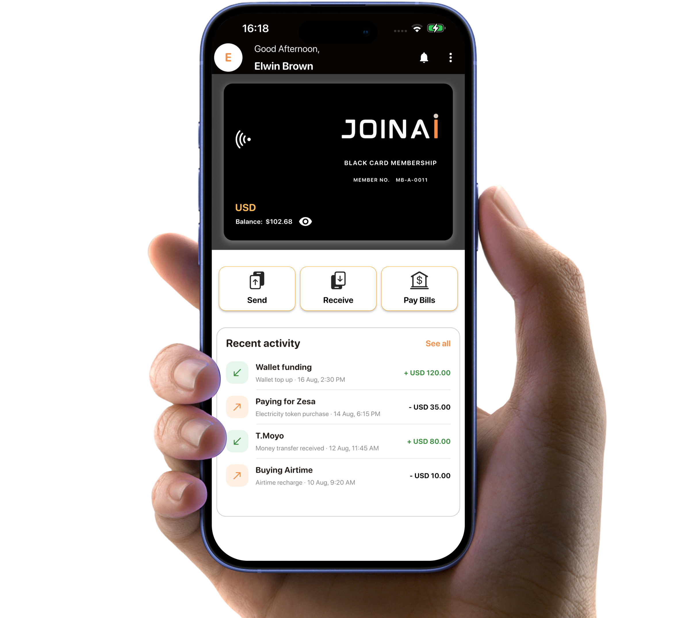 JOINAI mobile banking app in use